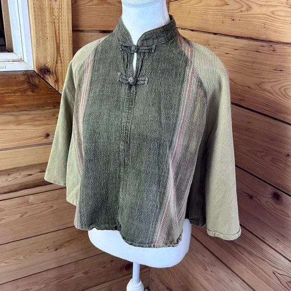 Vintage Boxy Doleman Sleeve Thai Cotton Boho Top Festival Hippie Womens Medium - Picture 2 of 13